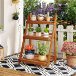 Acacia Wood 3-Tier Ladder Plant Stand, Foldable Indoor Outdoor Display Rack - Image 12
