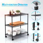 3-Tier Shelving Storage Shelves,Steel Organizer Wire Rack with Wheels,Adjustable Storage Units,23" W x 13" D x 30" H,Black (Shipment from Walmart) - Image 3