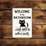 CIFbuy Vintage | 2D Flat Iron Metal Sign Black Cat Bathroom Wall Decor 8x12 Inch 1Pack Welcome To The Bathroom Rustic Plaque Art For Re TikTok, TikTok, r Re Self-pickup Logiopics - Image 2