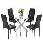 90*90*75cm Round Glass Dining Table Transparent Glass Table Leg Cross Design - Image 8