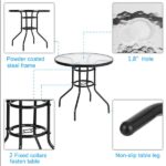 Outdoor Dining Table Round Toughened Glass Table Yard Garden Glass Table SAME AS 93152635 - Image 4