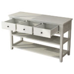 Console Table with Wood Frame and Legs, Sofa Table Entryway Table with 3 Drawers and 2 Open Shelves Antique White - Image 8