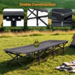 600 LBS Heavy Duty Foldable Camping Cot, 10s Quick Setup Outdoor Sleeping Cot with Cotton-Padded Headrest, Side Storage Pouch Anti-Slip Metal Frame Portable Elevated Sleep Bed with Carry Bag for Camping Travel Home Gray - Image 8