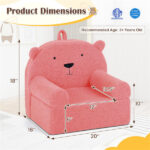 Bear-Shaped Kids Sofa, Teddy Fleece Foam Chair for Toddlers 3+, Portable Bear-Shaped Couch (Pink) - Image 10