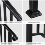 [Same Code 81504920 40310676]Artisasset Matte Black Outdoor 4 Level Iron Handrail - Image 7