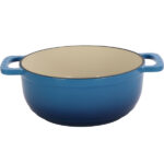 Cast iron 6QT cooking pot - Gradient blue - Includes two silicone gloves - Enamel pot - Image 4
