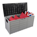 75gal 260L Outdoor Garden Plastic Storage Deck Box Chest Tools Cushions Toys Lockable Seat - Image 4