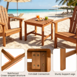 17” Acacia Wood Outdoor Side Table, Square Slatted Patio End Table with Drainage Design, Heavy‑Duty Reinforced Frame Bistro Table for Backyard Garden Poolside - Image 7