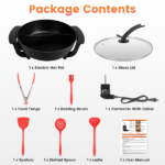 6L Large Capacity Electric Hot Pot with Divider, 5 Gear Adjustable Temperature Non-Stick Electric Cooker, Multifunctional Fondue Pot for 3-6 People with Cooking Tools - Image 14