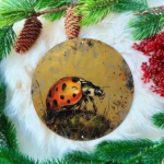 CIFbuy 1pc 8x8 Inch Round Aluminum Metal Sign, Golden Ladybug Wall Decor, Vintage Farmhouse Wreath Door Hanging Plaque, 2D Flat Home De TikTok, TikTok, Self-pickup Logiopics - Image 5