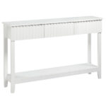 Modern Console Table with 3 Drawers and Open Storage Shelf, Entryway Table Narrow Long Sofa Table Hallway Foyer Table Behind Couch Table, White - Image 12