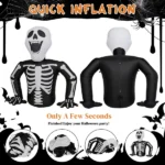 6ft Half-Skull Inflatable Decoration with 3 LED Lights, Black and White, 1000mA, 12V (US Standard) - Image 2