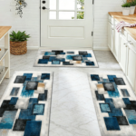 Three-piece kitchen rug set, non-slip and washable, abstract pattern kitchen hallway rug, soft and comfortable, suitable for sinks, floors, entrances, hallways and bathrooms. - Image 9