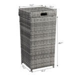With Top Cover Iron Frame Rattan Trash Can Gary Gradient - Image 15