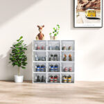 12-Piece Medium White Plastic Mesh Shoe Box Set - 35.00*25.00*19.00cm, Modular Design for Home Storage - Image 3