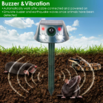 Solar & Type-C Rechargeable Animal Repeller - 3 Modes Ultrasonic+Buzzer+Vibration, IP66 Waterproof, 2200mAh Battery, Repels Moles Bats Squirrels Birds for Yard Garden Farm - Image 2