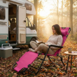 Portable Dual Purposes Extendable Folding Reclining Chair Pink - Image 7