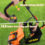 Corded Electric Lawn Dethatcher with 16-Inch Cutting Width, Wear-Resistant Wheels & Large Removable Grass Bag for Home Lawn - Orange - Image 10