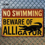 CIFbuy Vintage No Swimming Beware Of Alligator Sign, 8x12 Inch Metal Wall Art, Yellow Red Iron Plaque With Black Alligator Illustration TikTok, TikTok, tion Self-pickup Logiopics - Image 3