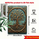 CIFbuy Vintage Tree Of Life Metal Wall Art, Turquoise Blue Golden Heart 2D Flat Metal Sign, 8x12in Waterproof Pre-Drilled Home Decor TikTok, TikTok, r Self-pickup Logiopics - Image 6