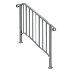 Silver Outdoor 3-Step Iron Handrail - Image 2