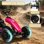 Pink Kids Pedal Go Kart – Swing Axle & Shock-Absorbing Wheels, Promote Kids Physical Exercise While Playing Outdoors - Image 7