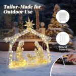 6ft Silver Roof 190LED Lights Nativity Scene Garden Jesus Decoration - Image 2
