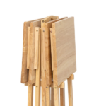 5-Piece Rubberwood Folding TV Tray Table Set of 4 with Storage Rack, Natural - Image 5