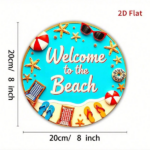 CIFbuy Welcome To The Beach Metal Sign 8x8 Inch Vintage Seaside Vacation Decor, Coastal Summer Wall Art Plaque, Round Home Decoration TikTok, TikTok, Self-pickup Logiopics - Image 3