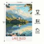 CIFbuy 1pc Lake Bled Slovenia Metal Tin Sign, Retro Travel Poster Wall Art, Scenery Decorative Iron Plaque For Home Garden Decor TikTok, TikTok, Self-pickup Logiopics - Image 2