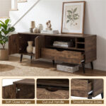 59" Rustic TV Stand for 65-inch TVs, Media Console with Cabinet, Drawer & 3 Open Shelves - Image 8