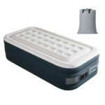 Twin Air Mattress with Built-in Pump, 18in Raised Comfort Blow up Mattress, Double Chamber Airbed, 2min Quick Inflation/Deflation Inflatable Mattress for Home Guests Camping, Gray & White - Image 4