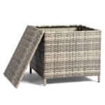 Outdoor PE Wicker Side Table with Storage, Patio Rattan End Table Square Container for Furniture Covers, Toys and Gardening Tools, Grey - Image 12