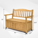 Outdoor Wooden Storage Bench, Large Deck Box with Seating & Armrest, Patio Organizer Loveseat for Garden Porch Deck Backyard Poolside - Image 8