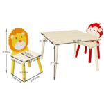 Kids Table and 2 Chairs Set, 3 Pieces Toddler Table and Chair Set, Wooden Activity Play Table Set (Lion&Monkey)-Does not support self pick up - Image 8