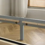 Full Single Bed Frame Vertical Striped Decorative Curved Headboard and Footboard Bed Frame Painted + Melamine Veneer & Pine + MDF Wood Bed 77.8*56.54*37.8in Grey - Image 27