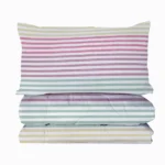 Striped Comforter Set Twin Size, Rainbow Comforter Bedding Set Pink Yellow Green Purple, 3 Piece, 1 Comforter (80"x90") and 2 Pillow Shams (20"x26") - Image 4