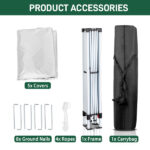 6.5x6.5ft Pop Up Canopy Tent, Outdoor Tent Canopy Foldable Portable Canopies for Camping, Patio, Easy Up Gazebo Canopy with Carry Bag, White - Image 21
