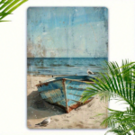 CIFbuy Vintage Blue Boat & Seagulls Metal Wall Art, 12x" 12x8 Inch Rustic Coastal Decor, Waterproof Rustproof Iron Sign, Rustproof Iron Sign, Ocean Beach Scene W Wall Art, ikTok, Wall Art, ikTok, t Self-pickup Logiopics - Image 4