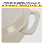 Cast iron 7.5QT cooking pot - Ceramic white - Includes two silicone gloves - Enamel pot - Image 5