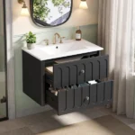 30" Modern Floating Bathroom Vanity with Oval Knobs & Round Edge, Soft-Close Drawer Slides, Bathroom Cabinet with Ceramic Sink - Image 15