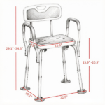 Adjustable Height Padded Shower Chair with Arms And Back Anti-slip Bath Seat for Seniors And Disabled Tool-Free Assembly,299lbs - Image 3