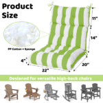 High Back Chair Cushions Set of 2, Waterproof Outdoor Rocking Chair Cushion with Ties, Rocking Chair Cushion for Outdoor Patio, Garden Porch - Image 2
