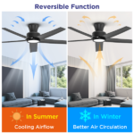 52 inch Ceiling Fans with Lights, Large Air Volume Ceiling Fans with Reversible Quiet DC Motor and Remote, 5X-W5[Unable ship on weekends, TK/TEMU only for pickup, only TX10643 warehouse supports GOFO] - Image 10