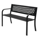 47in PVC Mesh Backrest Iron Bench Black - Image 14