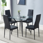 4pcs Elegant Assembled Stripping Texture High Backrest Dining Chairs Black Replace encoding 13028198-18410366 - Image 129