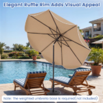 10 Ft Solar Powered Patio Umbrella with 24 LED Lights, Beige Outdoor Market Umbrella - Image 9