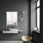 65 x 48.7 x 14.6cm Wall Hanging Cabinet with Two Doors Wall Washer Storage Cabinet - Image 9