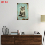 CIFbuy Retro Cat Pattern 2D Flat Metal Wall Decor Sign, 7.9*11.8Inch 1PC Vintage Rustic Metal Art Plaque, Pre-Punched Hole Easy Hanging TikTok, TikTok, ging Self-pickup Logiopics - Image 4