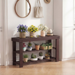 27-In Bamboo Shoe Rack & Bench, 3-Tier 280 lb Capacity Storage Organizer for Entryway, Living Room, Balcony, Brown - Image 4